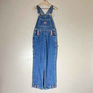 Vintage Deadstock Revolt Dark Wash Racer Stripe Overalls Cotton Womens Size L
